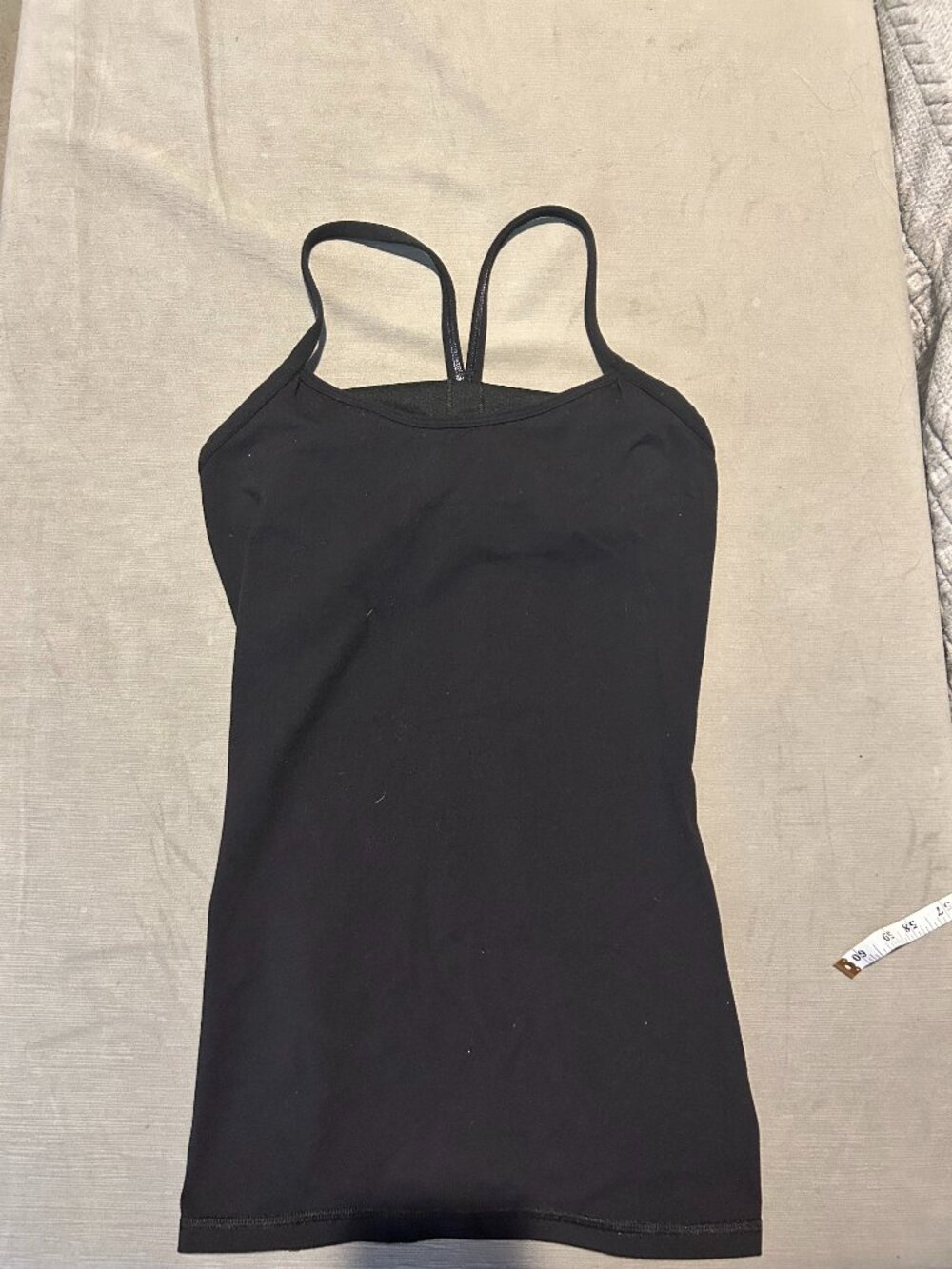 LULULEMON Power Y Tank Top *Luon Black Built In Bra Size 4